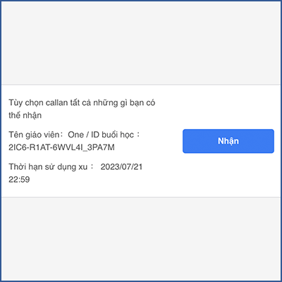 Quy trình đặt trước bài học bằng cách sử dụng tùy chọn all-you-can-take của callan